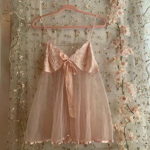 vintage pink lace babydoll dress nightgown size L